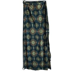 Earthbound Trading Co. Womens  Maxi Split Flap Skirt Size M Wrap Aztec‎ Bohemian